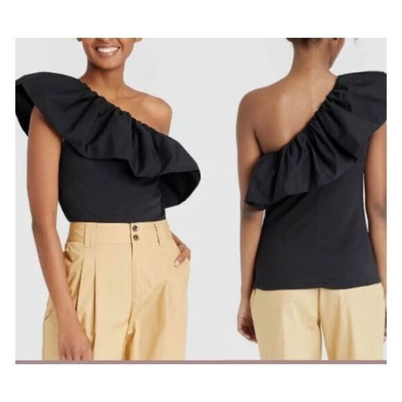 Who what wear ruffle one shoulder top size medium - Picture 1 of 7